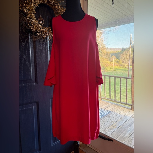 Mud Pie Pink A-Line cold shoulder Dress, size large - Picture 1 of 13